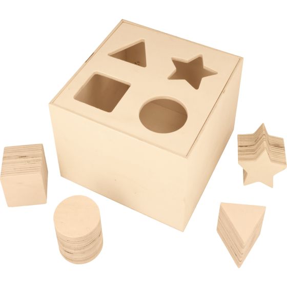 Clearance Sale - 16cm Square Wooden Kids Activity Box Toy with Shapes