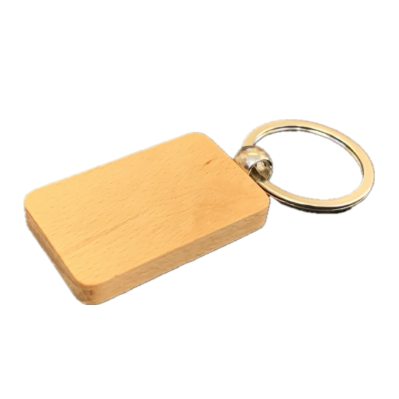 Rectangular Beech Wood Keyring with a Soft Matte Varnish