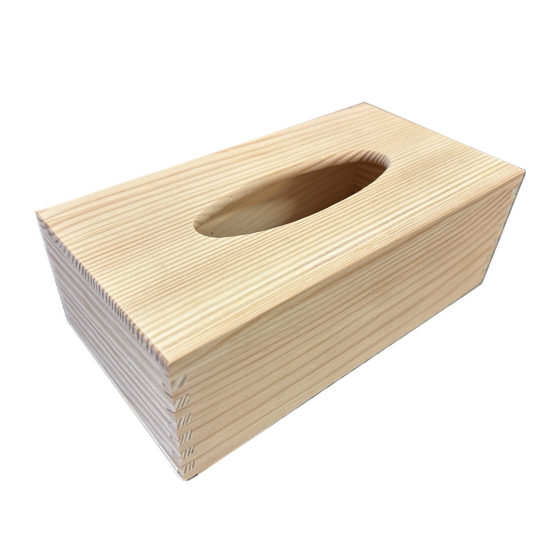 Luxury Solid Pine Wooden RECTANGULAR Tissue Box with Oval Slot