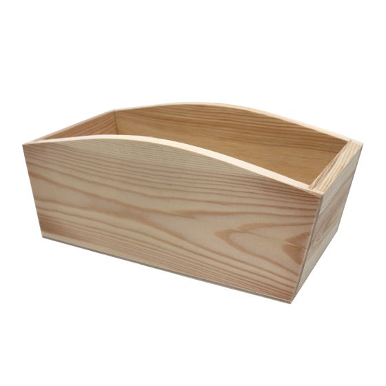 Solid Pine 24.5cm Open-top Condiment holder / Storage Box / Crate / Caddy with Curved Sides