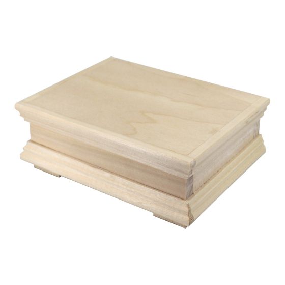 17cm Rectangular Solid Lime Tree Wooden Storage or Jewellery Box with Hinges & Feet