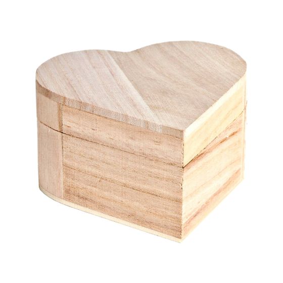 11cm Plain Wooden Heart Trinket Box