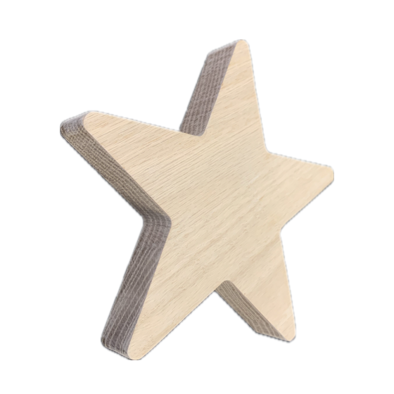 17cm Solid Natural OAK Wood Star Plaque - Freestanding