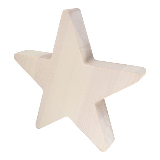 17cm Whitewashed Freestanding SOLID Wooden Star Plaque