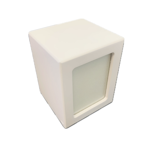 Seconds Quality - Luxury White Painted 16cm Solid Wooden Cuboid Urn / Casket with Front Photo Space