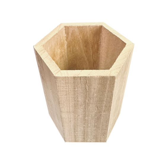 Hexagonal Plain Wooden Pen or Pencil Pot or Desk Tidy Pot