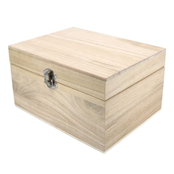 Seconds Quality - 24cm Rectangular Wooden Box with Silver Clasp