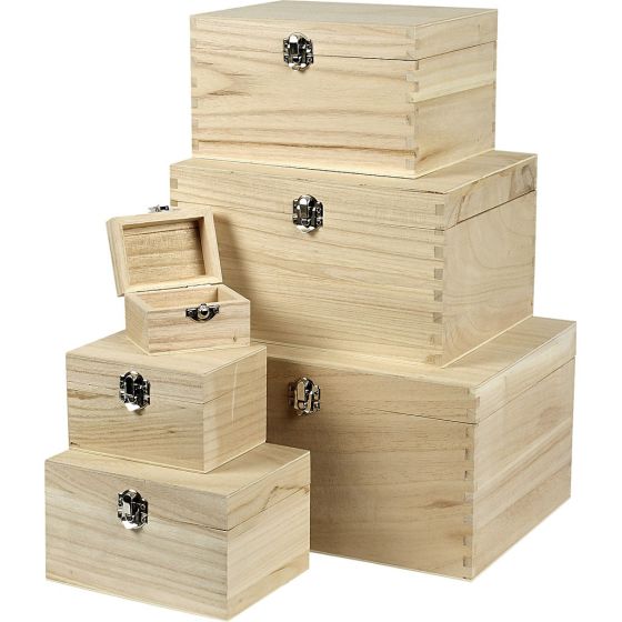 Smaller Wooden Trinket & Favour Boxes - Plain Wooden Boxes & Crates
