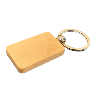 Rectangular Beech Wood Keyring with a Soft Matte Varnish