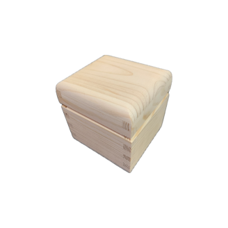 9cm Small Square Solid Pine Trinket Box with Hinges and Curved Lid