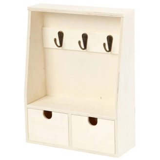 Plywood Storage Cabinet for Keys, Coins, Jewellery & Trinkets - with 2 Drawers 